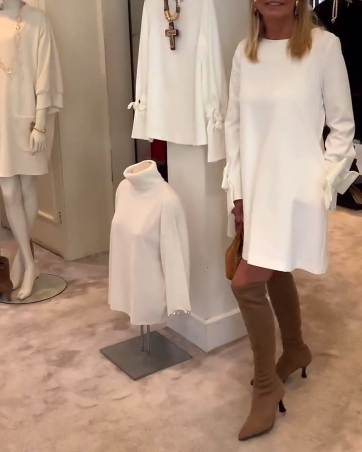 NIA – ELEGANT BOW-SLEEVE MINI DRESS