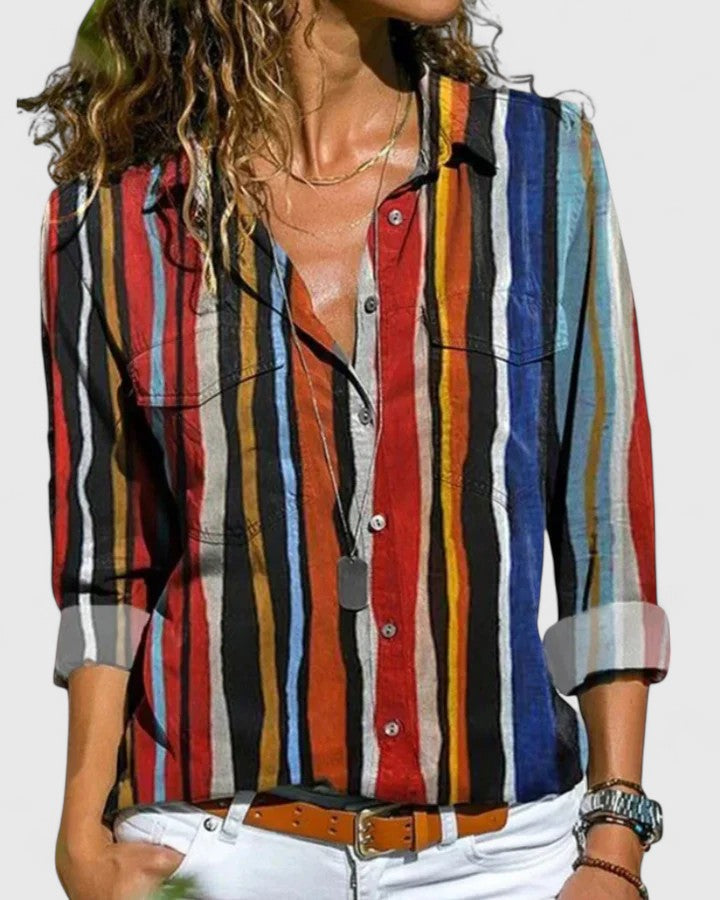 EMILY – INDIGO BLOOM BUTTON BLOUSE