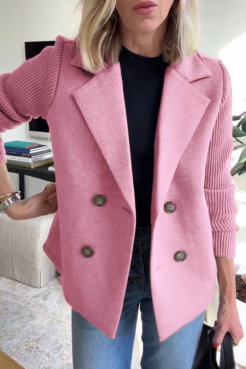 PATRICIA – DOUBLE-BREASTED KNIT SLEEVE BLAZER