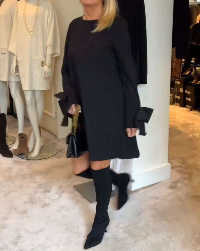 NIA – ELEGANT BOW-SLEEVE MINI DRESS