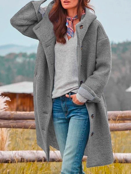 JANICE - COZY HOODED TWEED COAT