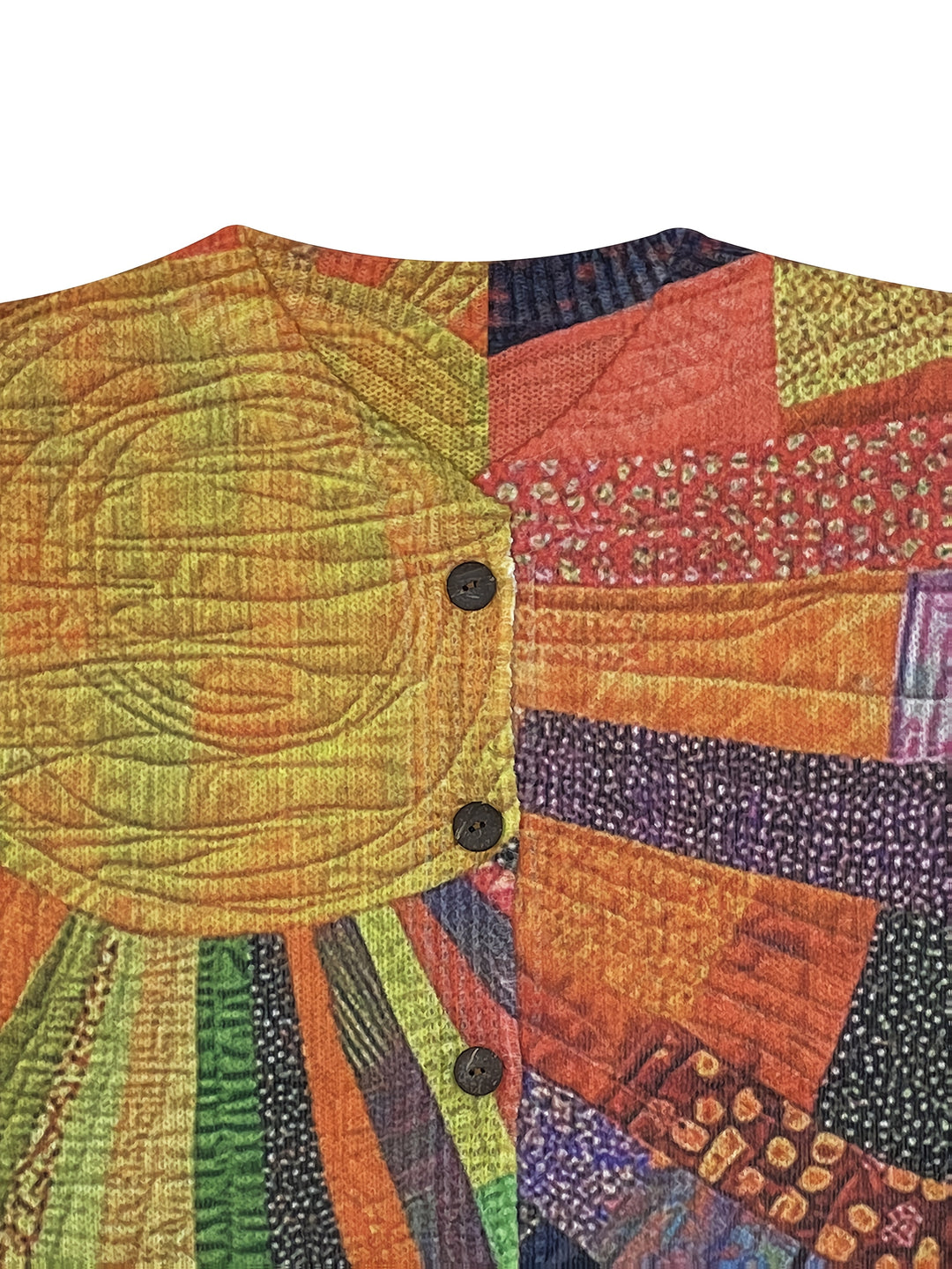 KIRSTEN – ARTFUL PATCHWORK BUTTON CARDIGAN