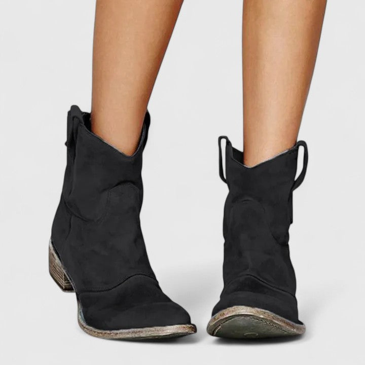 RILEY – SUEDE ANKLE COWBOY BOOTS