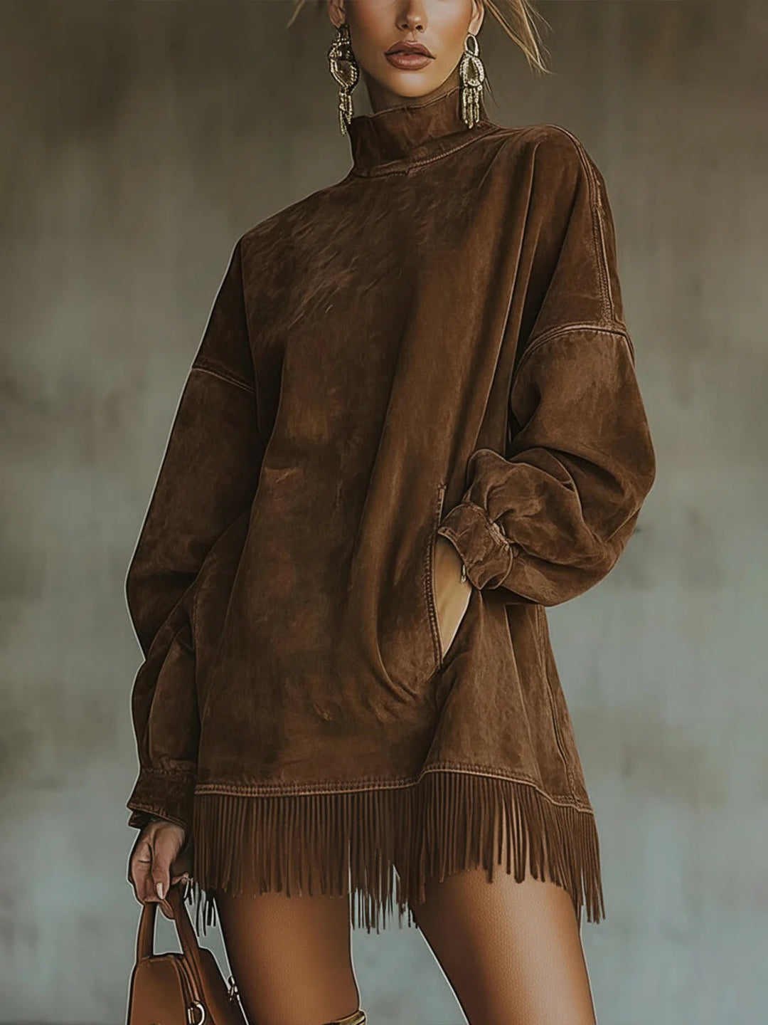 Sheri | Cozy Suede Fringe Dress