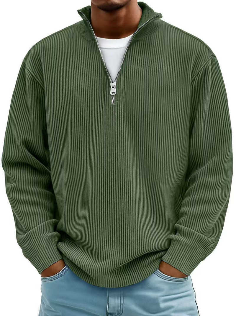 JASON – RELAXED HALF-ZIP RIBBED SWEATER