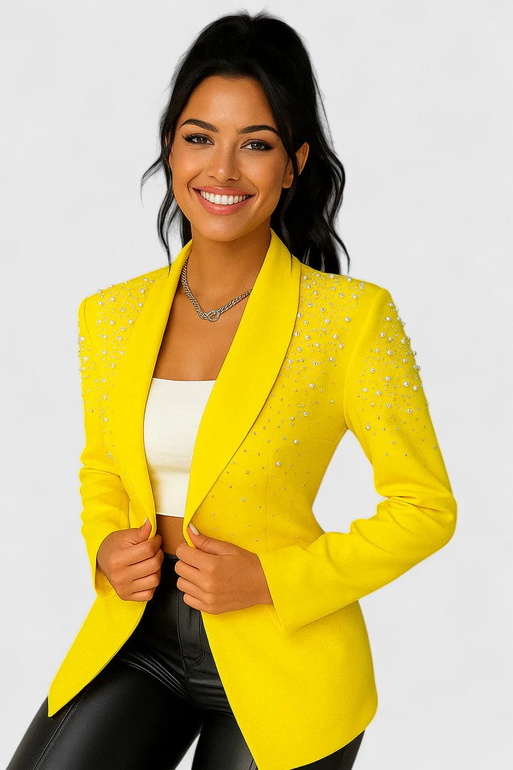 ALEXIS – PEARL-EMBELLISHED BLAZER JACKET