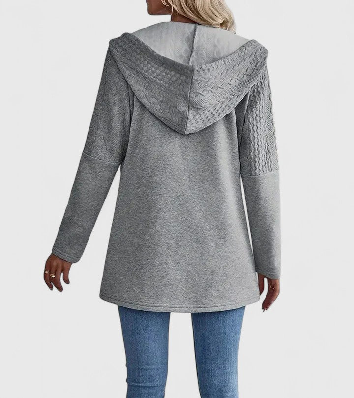 RILEY – TEXTURED ZIP-UP HOODED CARDIGAN