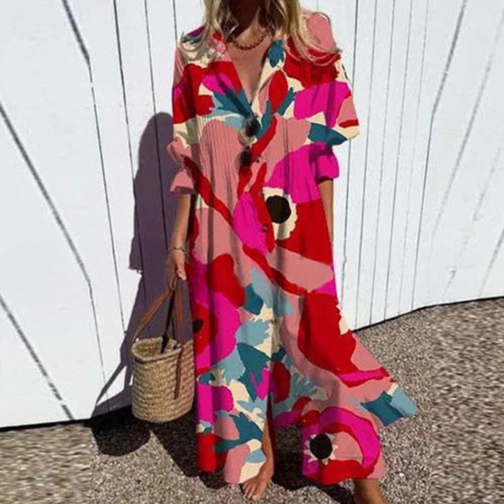 ISLA – COASTAL BREEZE BUTTON MAXI DRESS