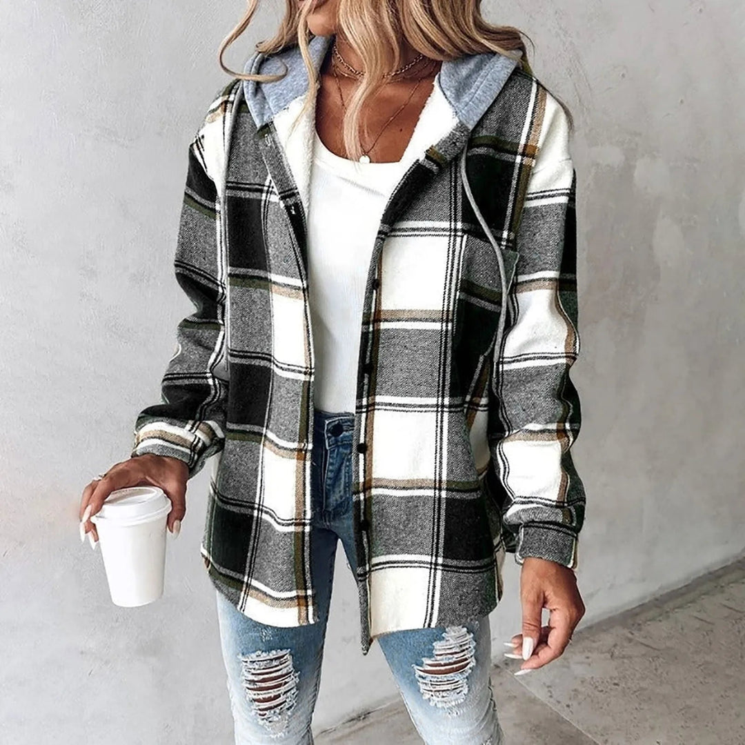 KLEA – LAID-BACK PLAID HOODED SHIRT JACKET