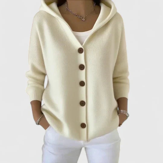 OLIVIA – BUTTON-UP HOODED CARDIGAN