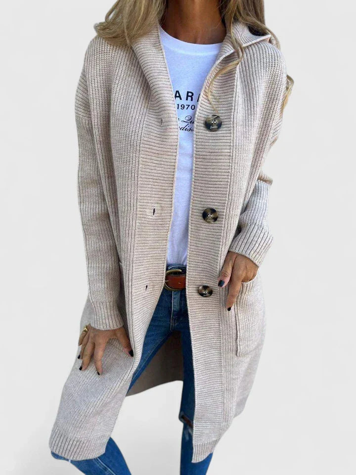 GRACIE – LONG RIBBED HOODED CARDIGAN