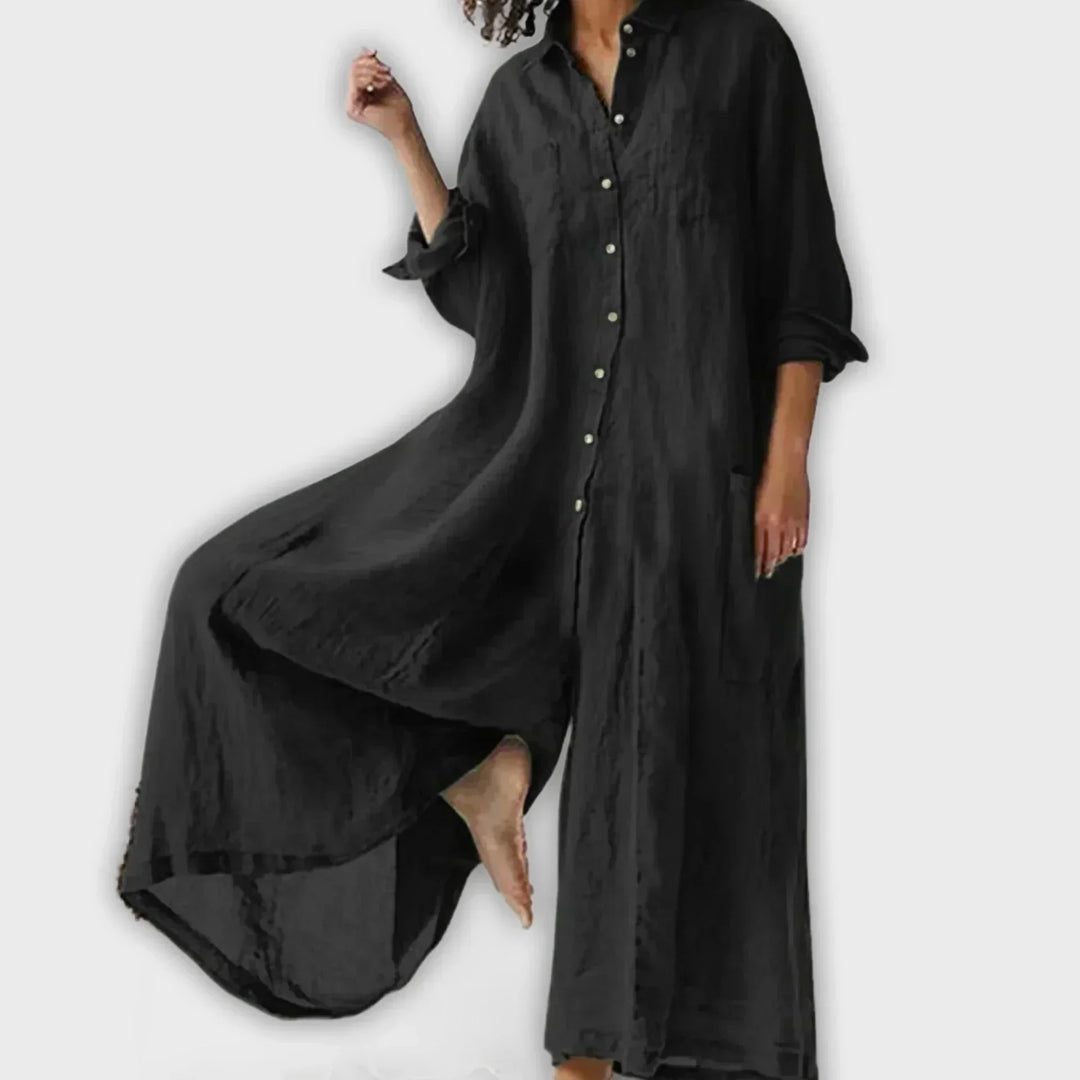 CECILIA – RELAXED BUTTON-DOWN MAXI DRESS